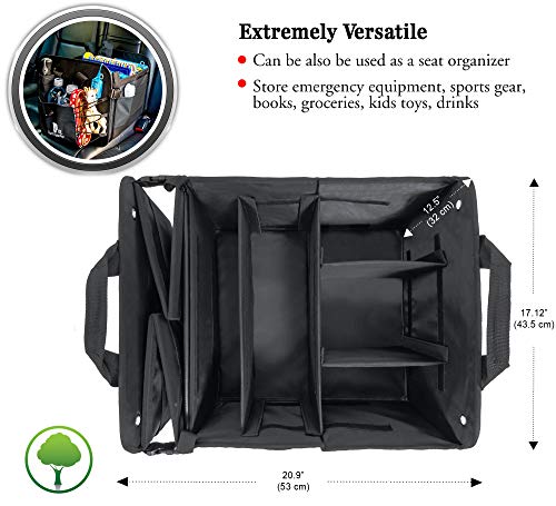 TRUNKCRATEPRO trunk organizer for suv, truck, car, vehicles, rv, jeep, van - Premium Multi Compartments Collapsible cargo car Storage & car accessories for women, men (Extra Large, Black) 36.22" (L) x 17.13" (W) x 12.5” (H)