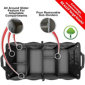 TRUNKCRATEPRO trunk organizer for suv, truck, car, vehicles, rv, jeep, van - Premium Multi Compartments Collapsible cargo car Storage & car accessories for women, men (Extra Large, Black) 36.22" (L) x 17.13" (W) x 12.5” (H)
