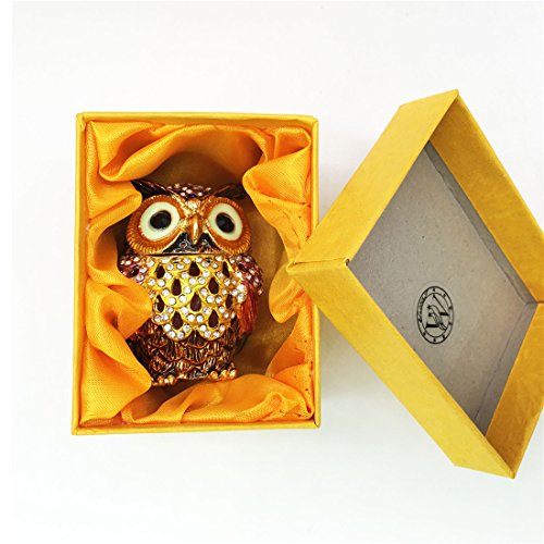 Waltz&F Hollow owl Trinket Box Hinged Hand-painted Figurine Collectible Ring Holder