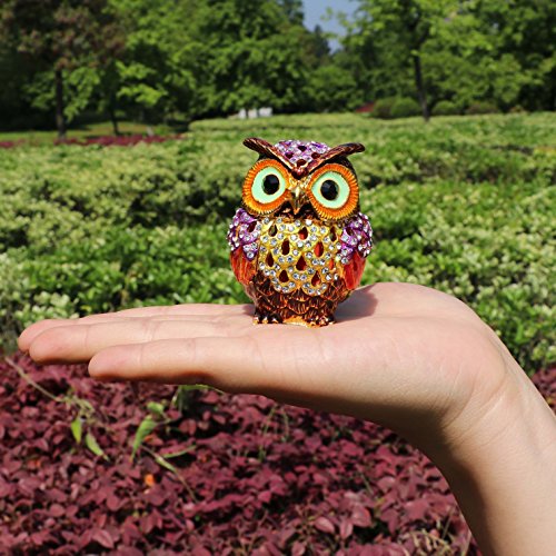 Waltz&F Hollow owl Trinket Box Hinged Hand-painted Figurine Collectible Ring Holder