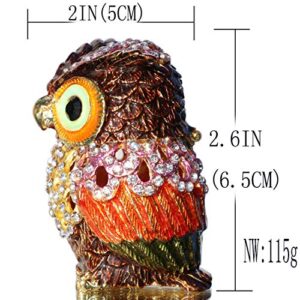 Waltz&F Hollow owl Trinket Box Hinged Hand-painted Figurine Collectible Ring Holder