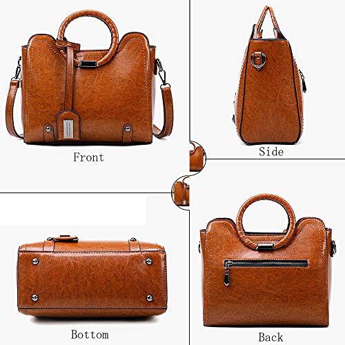 Segater® Fashion Women Purses and Handbags Ladies Designer Satchel Oil Wax Leather Handbag Tote Bag Shoulder Bags For Work Shopper Travel