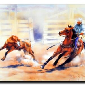 Western Cowboy Wall Decor Rodeo Picture Calf Roping Horse Art Print Poster (16x20)