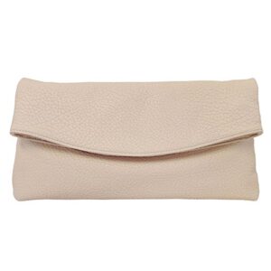 jnb faux leather oversize foldover clutch, sand