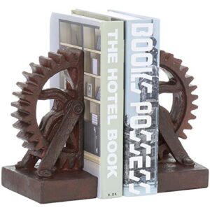 mygift decorative bookends realistic industrial gear shaped bronze-tone bookends, 1 pair