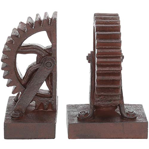 MyGift Decorative Bookends Realistic Industrial Gear Shaped Bronze-Tone Bookends, 1 Pair