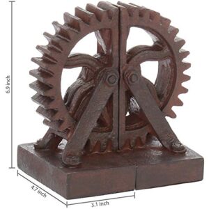 MyGift Decorative Bookends Realistic Industrial Gear Shaped Bronze-Tone Bookends, 1 Pair