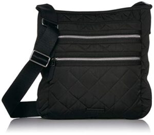 vera bradley women’s performance twill triple zip hipster crossbody purse, black, one size