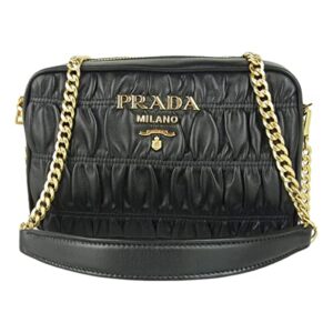 Prada Bandoliera Nero Black Nappa Gaufre'1 Quilted Leather Handbag 1BH112