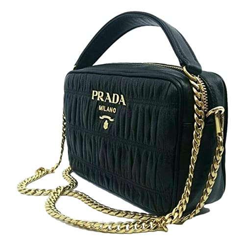 Prada Bandoliera Nero Black Nappa Gaufre'1 Quilted Leather Handbag 1BH112