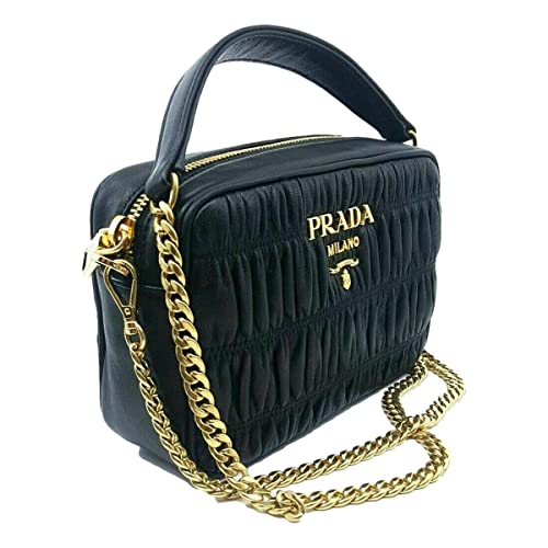 Prada Bandoliera Nero Black Nappa Gaufre'1 Quilted Leather Handbag 1BH112