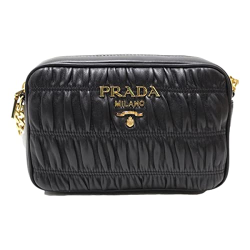 Prada Bandoliera Nero Black Nappa Gaufre'1 Quilted Leather Handbag 1BH112