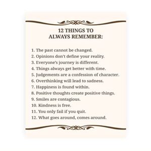 “12 things to always remember”- inspirational wall art- 8 x 10″ print wall decor-ready to frame. modern typographic print for home-office-school decor. great positive thinking reminders!