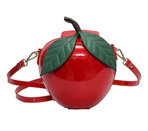 123arts fashion apple shape pu leather handbag cartoon shoulder bags purse – red / green, 191910cm