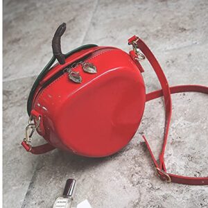 123Arts Fashion Apple Shape PU Leather Handbag Cartoon Shoulder Bags Purse - Red / Green, 191910cm