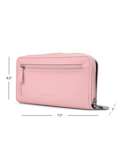 Nautica Be Shore Womens Wallet RFID Blocking Zip Around Clutch (Aloha (Pink))