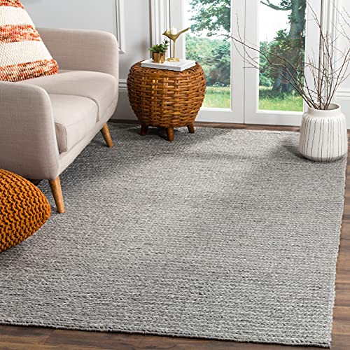 SAFAVIEH Natura Collection 2' x 3' Steel NAT311B Handmade Wool & Viscose Accent Rug