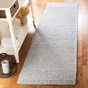 SAFAVIEH Natura Collection 2' x 3' Steel NAT311B Handmade Wool & Viscose Accent Rug