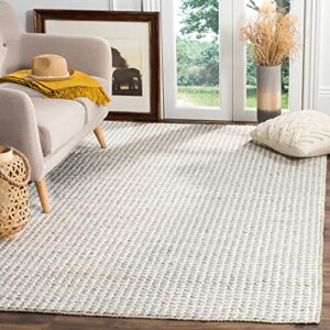 SAFAVIEH Natura Collection 2' x 3' Steel NAT311B Handmade Wool & Viscose Accent Rug