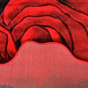 Flowers 3D Effect Hand Carved Thick Artistic Floral Flower Rose Botanical Shape Area Rug Design 304 Red 2'7''x2'7'' Round