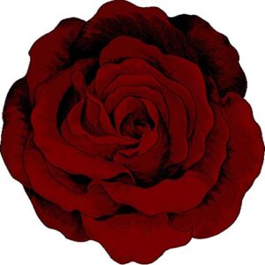 Flowers 3D Effect Hand Carved Thick Artistic Floral Flower Rose Botanical Shape Area Rug Design 304 Red 2'7''x2'7'' Round