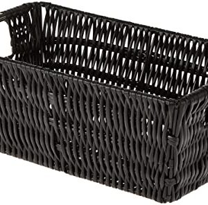 Whitmor Rattique Small Shelf Black Tote Basket