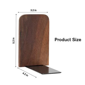 MaxGear Book Ends Universal Premium Bookends for Shelves, Non-Skid Bookend, Decorative Heavy Duty Wood Book End, Home Decor Wooden Book Stopper for Books/CDs, 5.2 x 3.2 x 4.2 inches, Walnut, 1 Pair