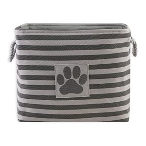 bone dry pet storage collection striped paw patch bin, large rectangle, gray
