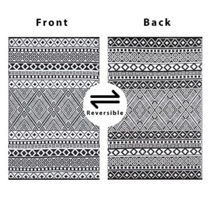 Green Decoren Relic Premium Stain Proof Rain Proof Lightweight Reversible Plastic Outdoor Rug (6x9, Black/White)