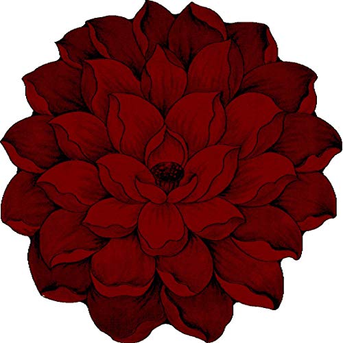 Flowers 3D Effect Hand Carved Thick Artistic Floral Flower Rose Botanical Shape Area Rug Design 301 Red 5'3''x5'3'' Round