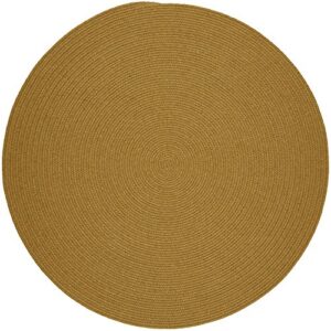 Super Area Rugs Pura Braided Wool Rug Extra Soft Reversible Living Room / Bedroom Carpet, Vintage Gold, 4' Round