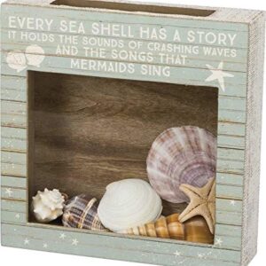 Primitives by Kathy 38437 Slat Wood Holder, 10" Length x 10" Height x 2.50" Width, Every Shell Has A Story