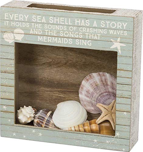 Primitives by Kathy 38437 Slat Wood Holder, 10" Length x 10" Height x 2.50" Width, Every Shell Has A Story