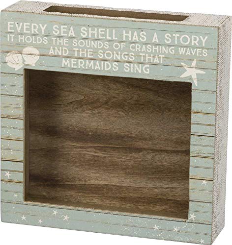 Primitives by Kathy 38437 Slat Wood Holder, 10" Length x 10" Height x 2.50" Width, Every Shell Has A Story