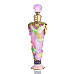yu feng hummingbird flower perfume bottles empty vintage decorative fancy crystal glass perfume bottle refillable(pink,35ml)