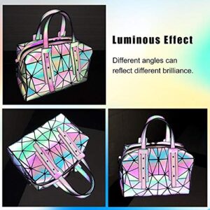 Longjet Purses and Handbags for Women Geometric Luminous Shard Lattice Holographic Tote Bags