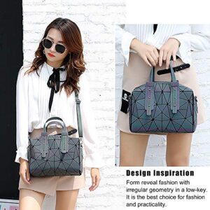 Longjet Purses and Handbags for Women Geometric Luminous Shard Lattice Holographic Tote Bags