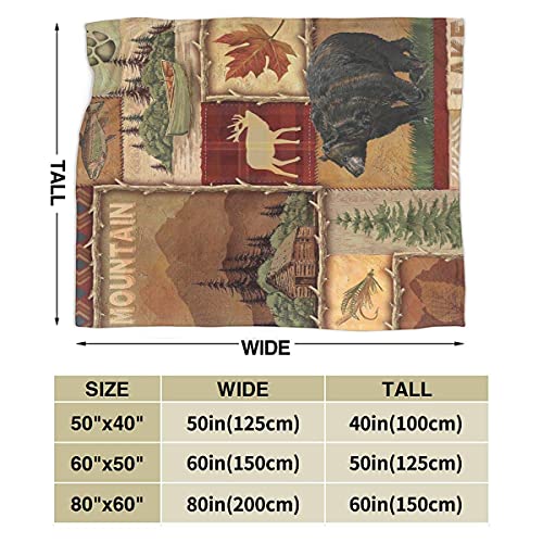 Blanket Rustic Lodge Bear Moose Deer Throw Blanket Ultra Soft Velvet Blanket Lightweight Bed Blanket Quilt Durable Home Decor Fleece Blanket Sofa Blanket Luxurious Carpet for Men Women Kids