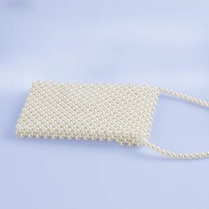 Hogoo Luxury White Pearl Purses Shoulder Bag for Women Pearl Bag Crossbody Beaded Clutch Evening Bag (WhiteSet2)