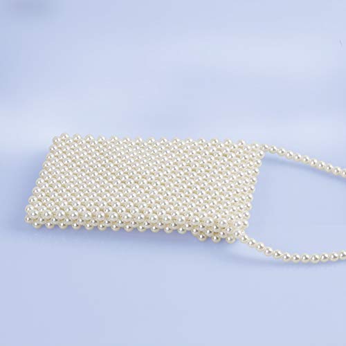 Hogoo Luxury White Pearl Purses Shoulder Bag for Women Pearl Bag Crossbody Beaded Clutch Evening Bag (WhiteSet2)