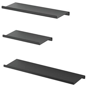 sriwatana black floating shelves, metal wall shelves set of 3 for bedroom, living room, bathroom, kitchen, matte black