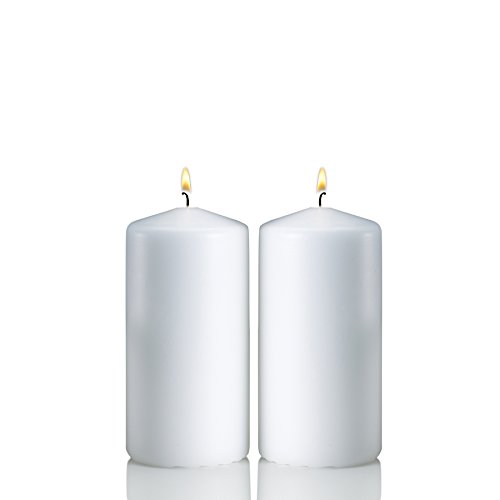 Light In The Dark White Pillar Candles - Set of 2 Unscented Candles - 6 inch Tall, 3 inch Thick - 36 Hour Clean Burn Time