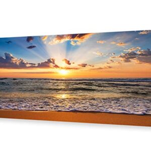 Muolunna BK1850 Wall Art Decor Large Canvas Print Picture Sunrise Ocean Beach Waves Scenery Modern Painting Artwork for Office Wall Decor Home Decoration Stretched and Framed Ready to Hang, 20x40inch x1pcs