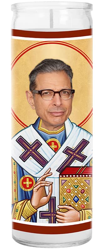 Goldblum Celebrity Prayer Candle - Funny Saint Candle - 8 inch Glass Prayer Votive - 100% Handmade in USA - Novelty Celebrity Gift