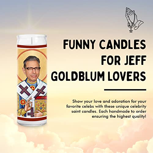 Goldblum Celebrity Prayer Candle - Funny Saint Candle - 8 inch Glass Prayer Votive - 100% Handmade in USA - Novelty Celebrity Gift