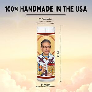 Goldblum Celebrity Prayer Candle - Funny Saint Candle - 8 inch Glass Prayer Votive - 100% Handmade in USA - Novelty Celebrity Gift