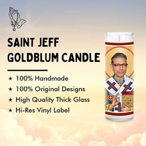 Goldblum Celebrity Prayer Candle - Funny Saint Candle - 8 inch Glass Prayer Votive - 100% Handmade in USA - Novelty Celebrity Gift