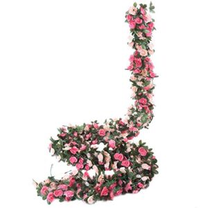 miracliy 8 pack 65 ft flower garland decorations plastic artificial flowers for wedding decoration photo booth backdrop