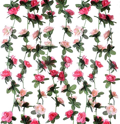 Miracliy 8 Pack 65 FT Flower Garland Decorations Plastic Artificial Flowers for Wedding Decoration Photo Booth Backdrop