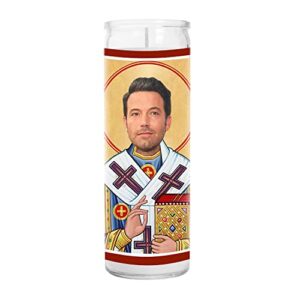 ben affleck celebrity prayer candle – funny saint candle – 8 inch glass prayer votive – 100% handmade in usa – novelty celebrity gift